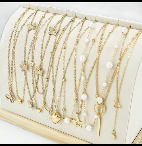 Golden Muse 10-Piece Layered Necklace Set