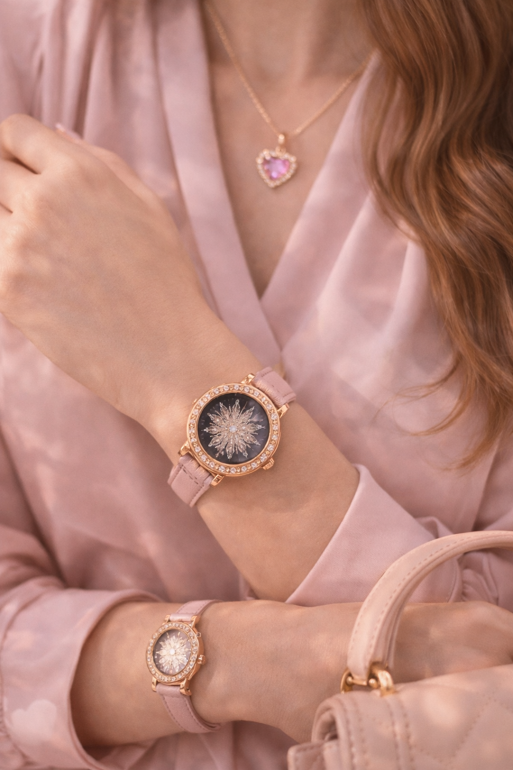 Blush Luxe 4-Piece Jewelry & Watch Set for Women | Pink Luxury Set